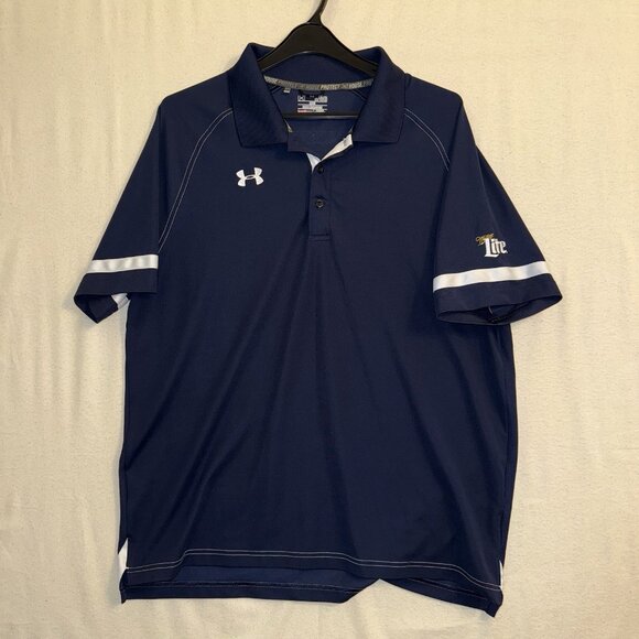 Under Armour Heat Gear Miller Lite Mens XL  Extra Large Navy Blue Polo - Picture 1 of 7